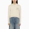 PALM ANGELS PALM ANGELS WHITE WOOL-BLEND SWEATER WITH LOGO WOMEN