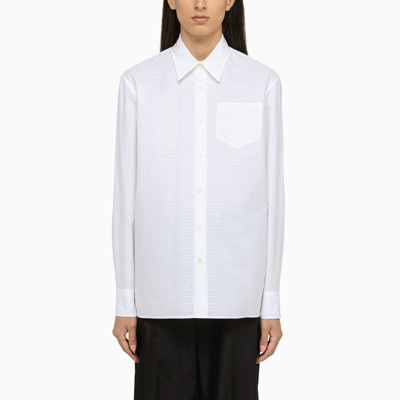 PRADA PRADA WHITE JACQUARD SHIRT WOMEN