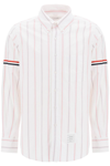 THOM BROWNE THOM BROWNE STRIPED OXFORD BUTTON-DOWN SHIRT WITH ARMBANDS MEN