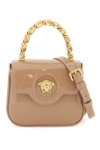 Versace La Medusa Patent Leather Mini Bag In Blush  Gold (beige)