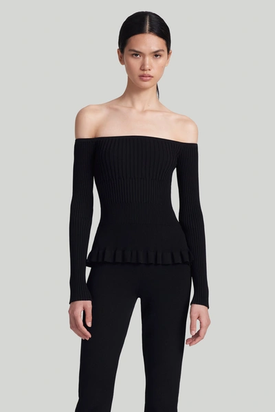 Altuzarra Kent Off-shoulder Knitted Top In Black