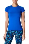 Sweaty Betty Breathe Easy Short-sleeve Stretch Recycled-polyester Top In Lightning Blue