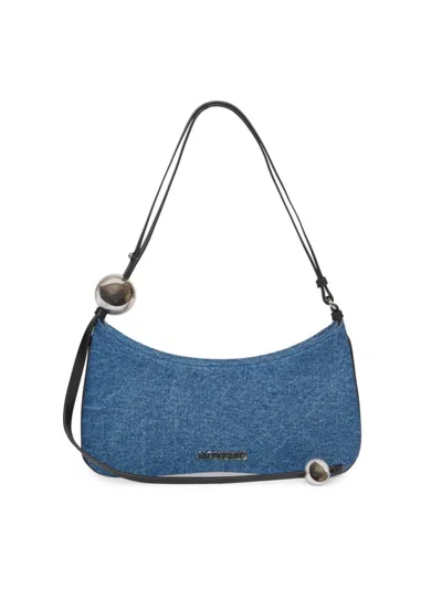 Jacquemus Women's Le Bisou Perle Denim Shoulder Bag In Blue
