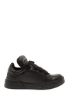 DOLCE & GABBANA 'MEGASKATE' BLACK PADDED LOW TOP SNEAKERS IN SMOOTH LEATHER MAN