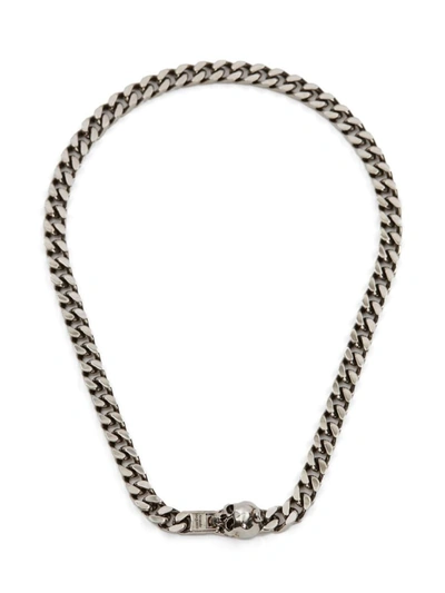 Alexander Mcqueen Skull Chain Necklace In Antique Silver