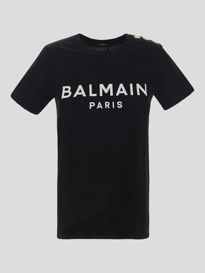 Balmain Black Printed T-shirt In Multicolor