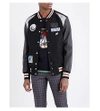 Coach Leather & Wool Bomber Jacket W/ Patches In Black