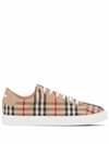 BURBERRY BURBERRY CHECK MOTIF COTTON SNEAKERS