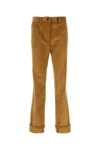 Miu Miu Corduroy Trousers With Waist Belt Loops In Camel