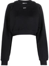 Off-white Cotton Sweatshirt With Frontal Logo In Black