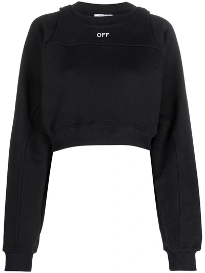 OFF-WHITE OFF-WHITE LOGO CROPPED COTTON SWEATSHIRT