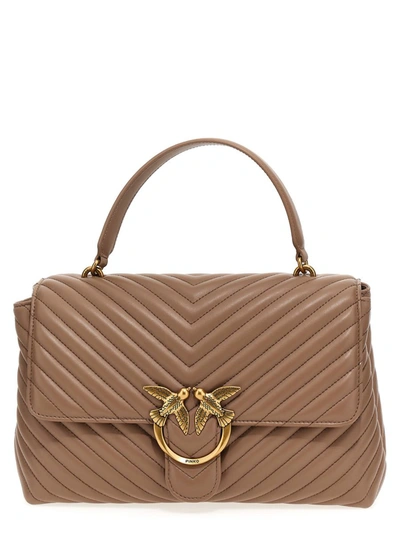 Pinko 'big Lady Love Bag Puff Chevron' Handbag In Beige