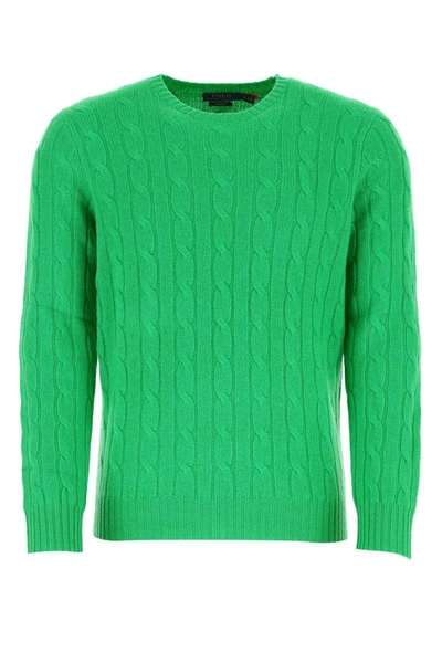 Polo Ralph Lauren Cashmere Cable Knit Crewneck Sweater In Green