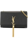 Saint Laurent Kate Logo Plaque Shoulder Bag In Nero