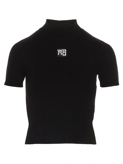 Alexander Wang T Logo Viscose Top In Black