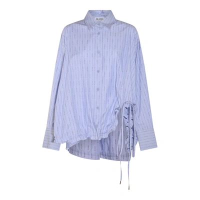 Attico Striped Cotton Shirt In Light Blue