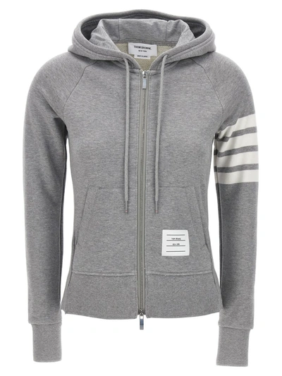 Thom Browne Logo Hoodie Sweatshirt Gray In Grey