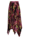 Versace Pleated Printed Crepe De Chine Skirt In Multicolor
