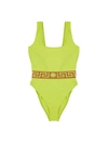Versace Greca Lycra One-piece Swimsuit In Yellow