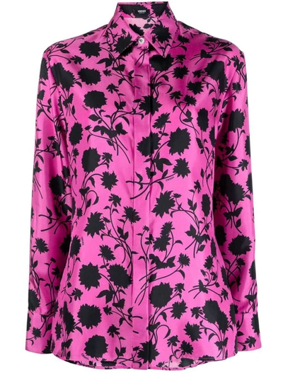 Versace Floral Silhouette 印花真丝衬衫 In Pink