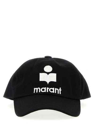 Isabel Marant Embroidered Logo Cotton Baseball Cap In White/black