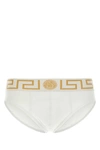 Versace White Stretch Cotton Brief In Multicoloured