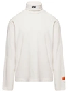 HERON PRESTON WHITE TURTLENECK PULLOVER WITH CONTRASTING LOGO EMBROIDERY IN COTTON MAN
