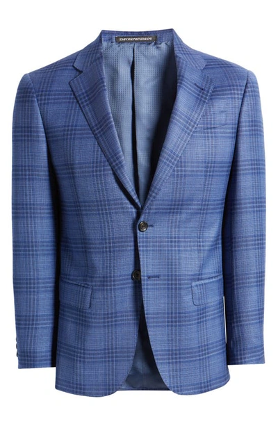 Emporio Armani Men's Wool Plaid Sport Coat In Blue