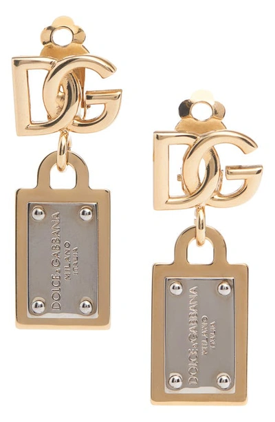 Dolce & Gabbana Dg Logo Clip-on Earrings In Two-color