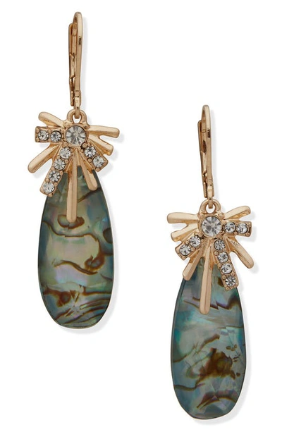 Lonna & Lilly Gold-tone Pave Star & Color Stone Drop Earrings In G0ld/ Blue Green