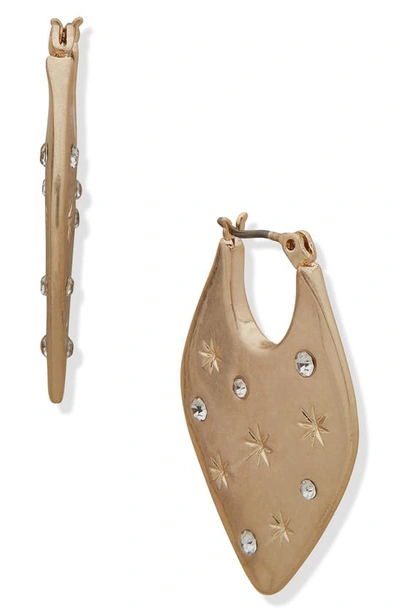 Lonna & Lilly Gold-tone Crystal Starburst Medium Hoop Earrings, 1.42" In Gold/ Crystal