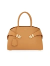 Ferragamo Light Camel Hug Leather Top-handle Bag In Beige