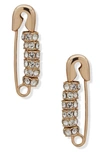 Karl Lagerfeld Pave Bead Safety Pin Drop Earrings In Gold/ Crystal