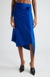 Coperni Flower-embellished Asymmetric Cady Skirt In Blue