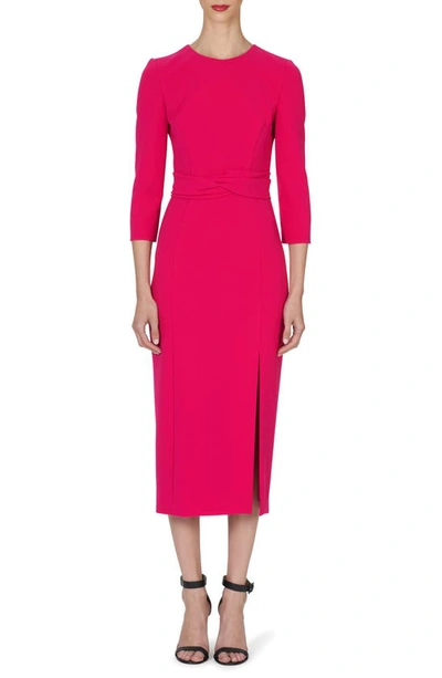 Shop Carolina Herrera Sheath Dress With Twist Waistband In Begonia