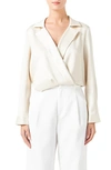 Endless Rose Women's Wrapped Satin Blouse In Cream
