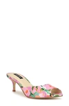 Nine West Luvlie2 Womens Cushioned Footbed Man Made Mule Sandals In Medium Pink