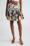 DOLCE & GABBANA NOCTURNAL FLORAL PRINT PLEATED COTTON POPLIN SKIRT