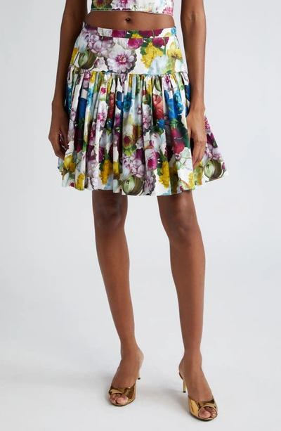 Dolce & Gabbana Floral-print Poplin Mini Skirt In Fiore_notturno_f_bco