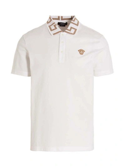 Versace 希腊回纹细节taylor版型棉质polo衫 In White