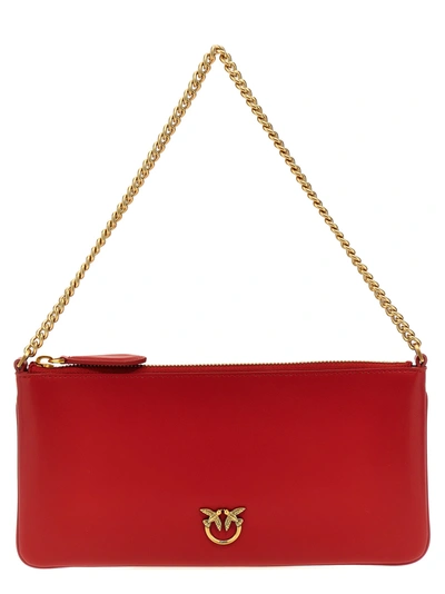 Pinko Horizontal Flat Clutch Red In Gold