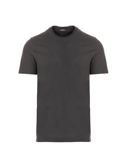 Zanone Short-sleeved Cotton T-shirt In Black