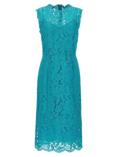 Dolce & Gabbana Lace Dress In Light Blue