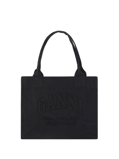 Ganni Large Easy Shopper In Black