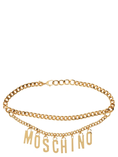 Moschino Logo Lettering Belt In Gold