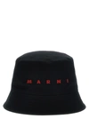 MARNI LOGO EMBROIDERY BUCKET HAT HATS BLACK