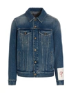 GOLDEN GOOSE LOGO PATCH DENIM JACKET COATS, TRENCH COATS BLUE