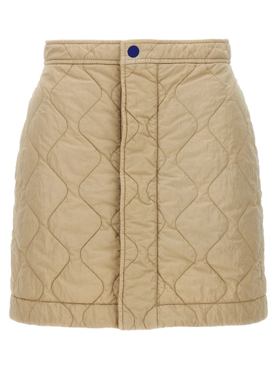 Burberry Quilted Nylon Skirt In Beige