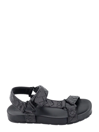 Bottega Veneta Men's Trip Intreccio Leather Slingback Sandals In Black