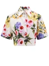 Dolce & Gabbana Floral Print Cropped Poplin Shirt With Front Tie